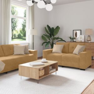 Set canapea  2 piese cu perne din catifea maro