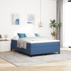 Pat Box Spring Albastru 160x200 cm Bumbac Cord
