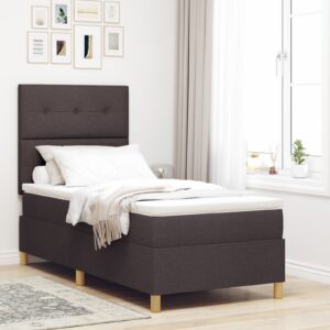 Pat cu arcuri și saltea  Marron închis 90x200 cm Fabricat