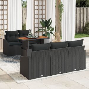 Set de Canapele pentru Grădină  6 Piese Negru Ratan