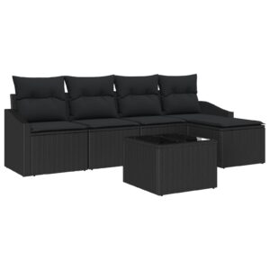 Set de canapea  pentru grădină Set de 6 Negru
