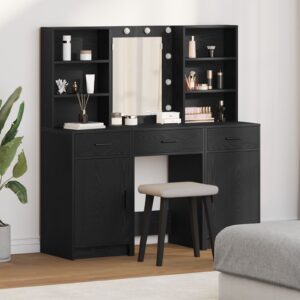 Set de toaletă 3 piese  Negru din lemn prelucrat