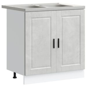 Dulap de bază pentru chiuvetă ""Porto"" cu chiuvetă Gri Concret 80x46x84,5 cm Lemn prelucrat