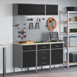 Set Bancă de Lucru 8 Piese Oțel Negru