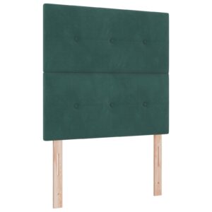 Pat box spring  cu saltea verde închis din catifea, un singur