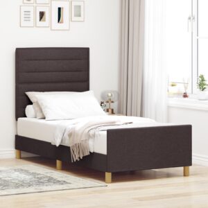 Cadru de pat  maro închis, 90x190 cm, din material textil