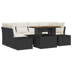 Set de Sofa pentru Grădină  Set de 7 Bej și Negru