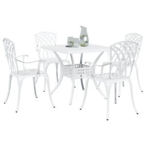 Set de Grădină cu 5 Piese  Alb din Aluminiu Fonderie
