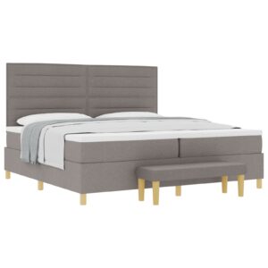 Pat Box Spring  cu saltea și bancă Taupe 200x200 cm Fabric