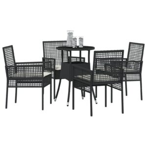 Set mobilier dining  Set de 5 Negru Poliratan Rezistent
