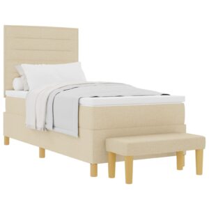 Cadru Pat cu Saltea Set de 2 Crem Material Textil 100 x 200 cm