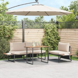 Set de dining pentru grădină , 3 piese cu perne gri taupe
