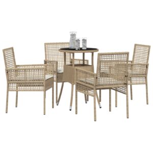 Set de Mobilier de Dining  Set de 5 Bej Ratan Durabil