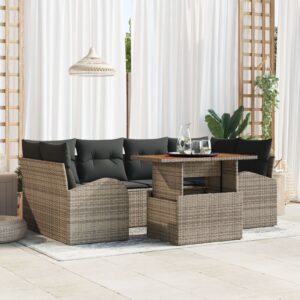 Set de sofa pentru grădină Set de 7 Gri, Negru Aluminiu, Olefin