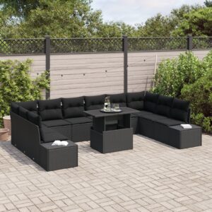 Set de canapea de grădină  Set de 11 Negru Ratan poli