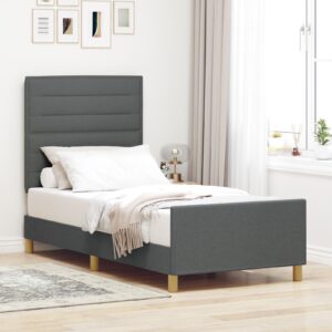 Cadru de Pat Gri Închis 100x200 cm din Material Textil