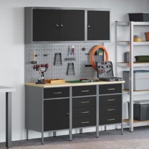 Set banc de lucru  8 piese din oțel negru