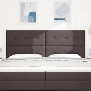 Tăblie Tapițată cu Butoni Marron 200 cm Fabric