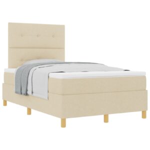 Pat Box Spring  cu Saltea Crem 120x200 cm Textil