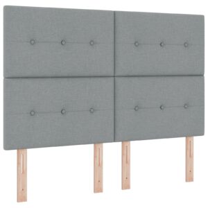 Tăblie de pat cu butoni, gri deschis, 160 cm, material textil