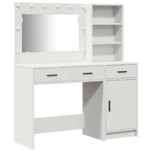 Set de Toaletă 2 Piese cu LED din Lemn Alb
