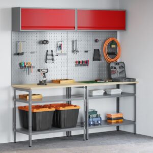 Set de banc de lucru  8 piese gri din oțel