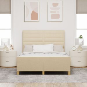 Cadru de pat Crem 140x200 cm Din material textil