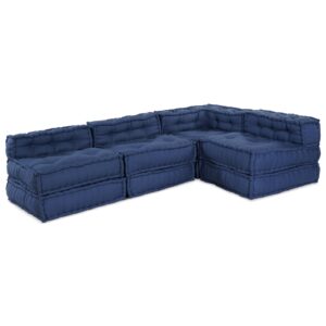 Set de 4 poufuri modulare  - în țesătură indigo