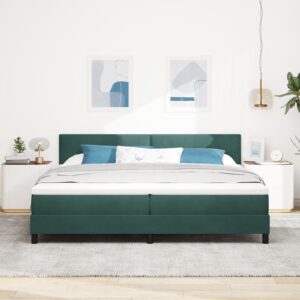 Pat cu saltea  Dark Green 200x200 cm Catifea