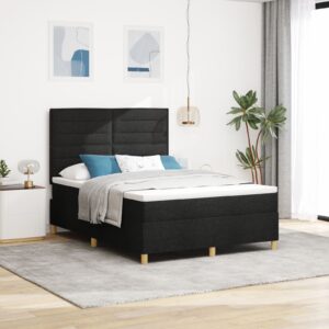 Pat cu saltea Box Spring  Negru 140x200 cm Fabricat