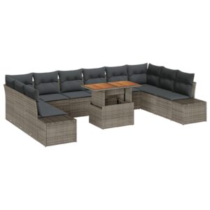 Set de sofa pentru grădină  Set de 11 Gri, Gri închis