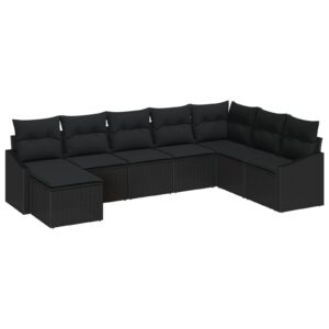 Set de canapea  pentru grădină Set de 8 Negru