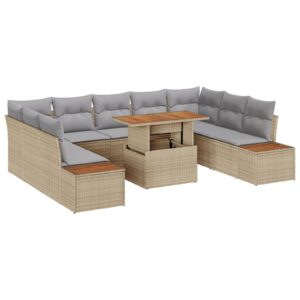 Set de Sofa de Grădină  Set de 6 Bej, Gri Ratan, Poliester