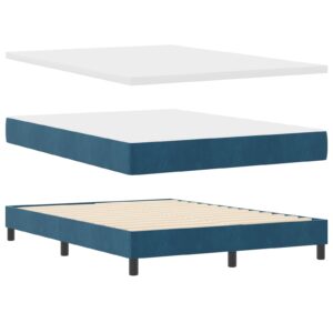 Pat Box Spring cu Saltea Albastru Întunecat 160x200 cm Catifea