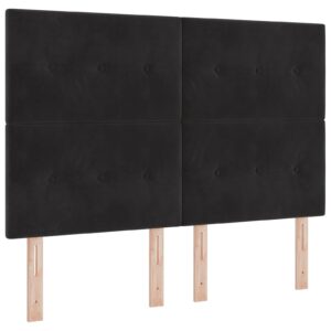 Tăblie de pat cu butoane capitonate Negru 160 cm Catifea