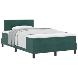 Pat Box Spring cu Saltea Verde Întunecat 120x200 cm Catifea