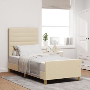 Cadru de pat crema  100x200 cm din material textil