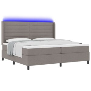 Pat cu saltea și LED Taupe 200x200 cm Fabric