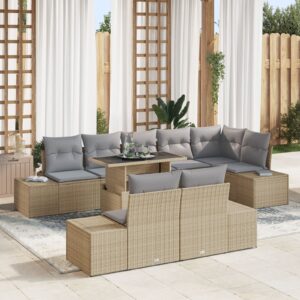 Set Canapea Grădină  Set de 9 Gri Deschis Ratan