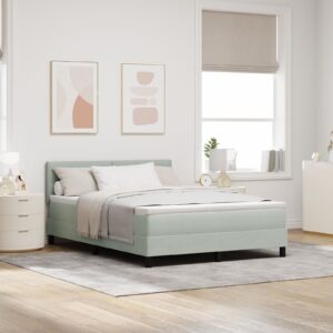 Pat Box Spring  cu Saltea Gri deschis 140x190 cm Catifea