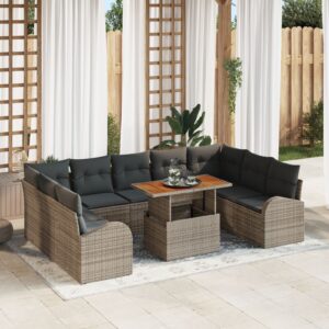Set de sofa pentru grădină  Set de 10 Gri Poliratan