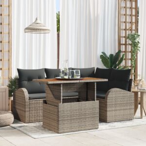 Set de canapele pentru grădină  Set de 5 Gri