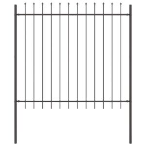 Gard  cu vârf în formă de lance, Gri, 6,8x1,5 m, din Oțel