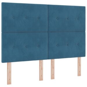 Tăblie tapițată cu butoni Bleumarin 140 cm Catifea