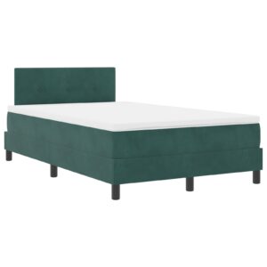 Pat Box Spring  cu Saltea Verde Închis Mic Dublu Catifea
