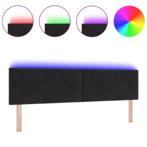 Cap de pat LED , buton capitonat, negru, 90 cm, catifea