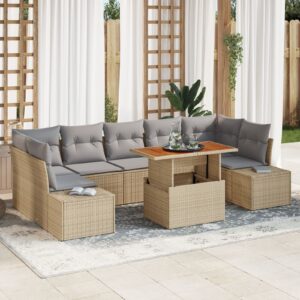 Set de sofa pentru grădină  Set de 8 Bej natural, gri
