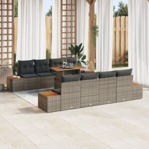 Set Canape Grădină  Set de 9 Taupe Ratan