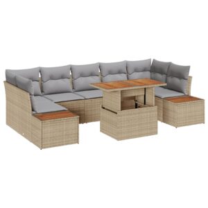 Set Sofa Grădină  8 piese Bej Ratan Set de masă grădină
