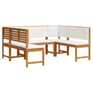 Set bancă grădină 5 piese cu perne din lemn de acacia